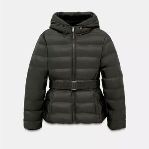 Zara Belted Black Puffer Jacket